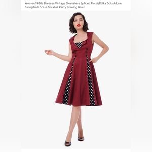 Killreal / Medium / Chic Burgundy Polka Dot Midi Dress